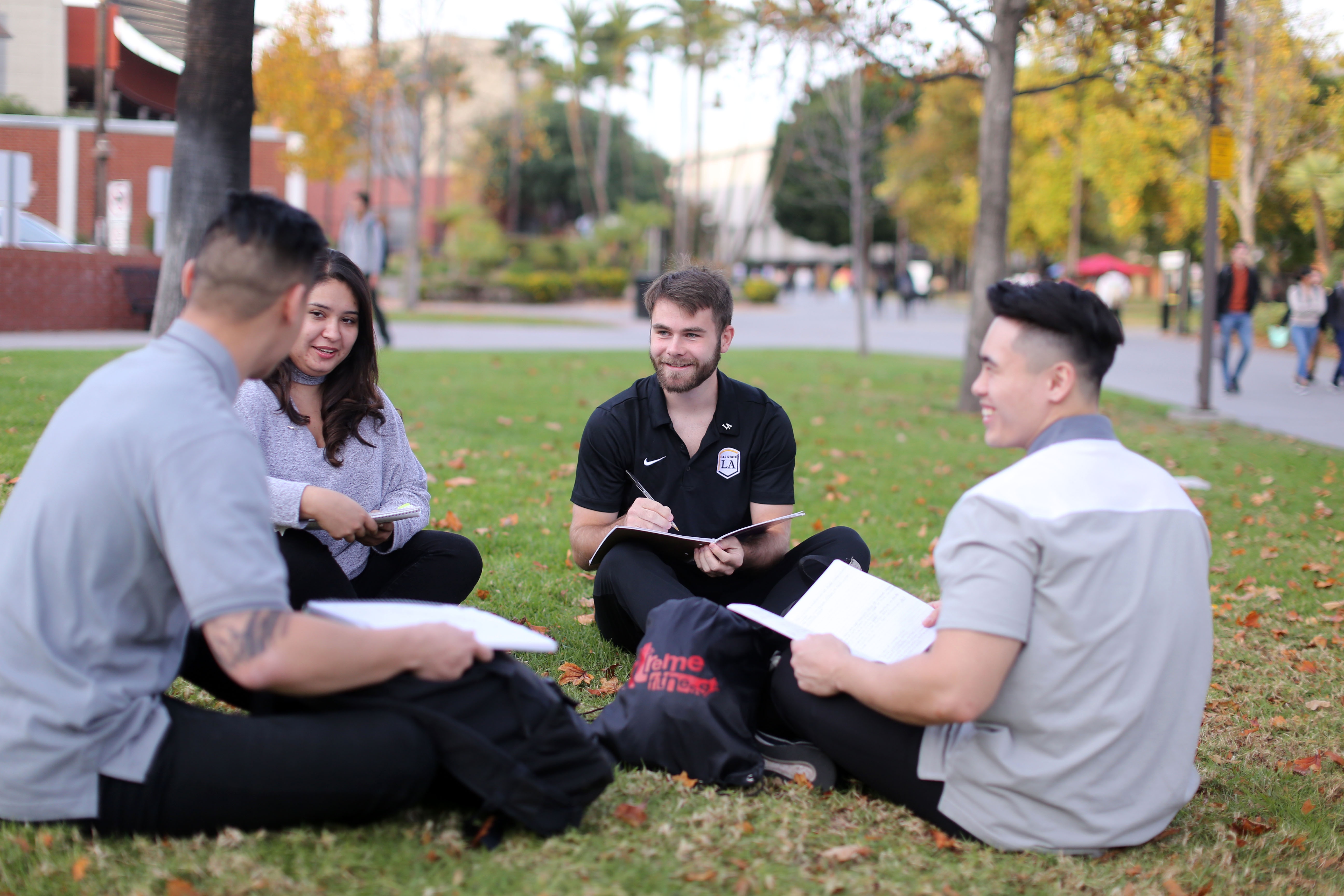 Students walking across campus