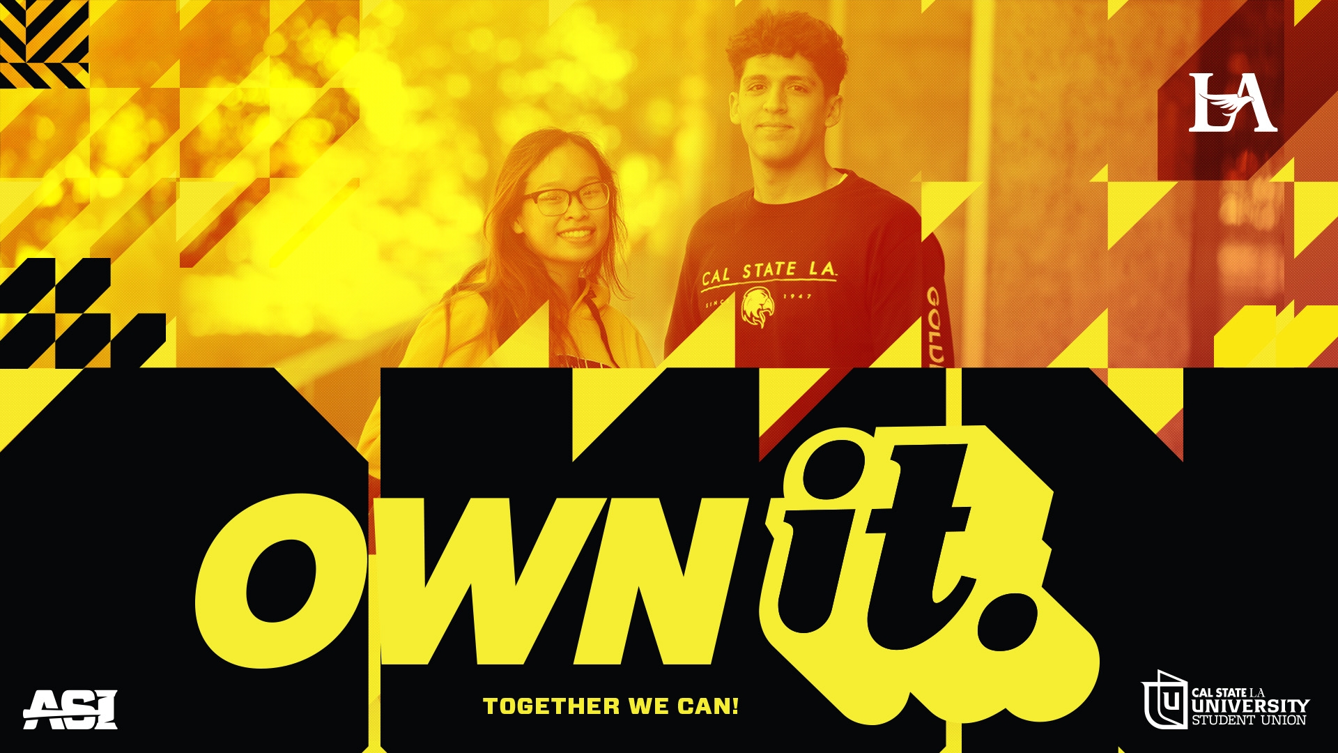 Image of Students with the words Own it in yellow