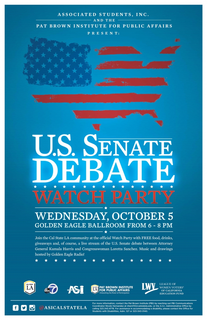 U.S. Senate Debate Watch Party poster