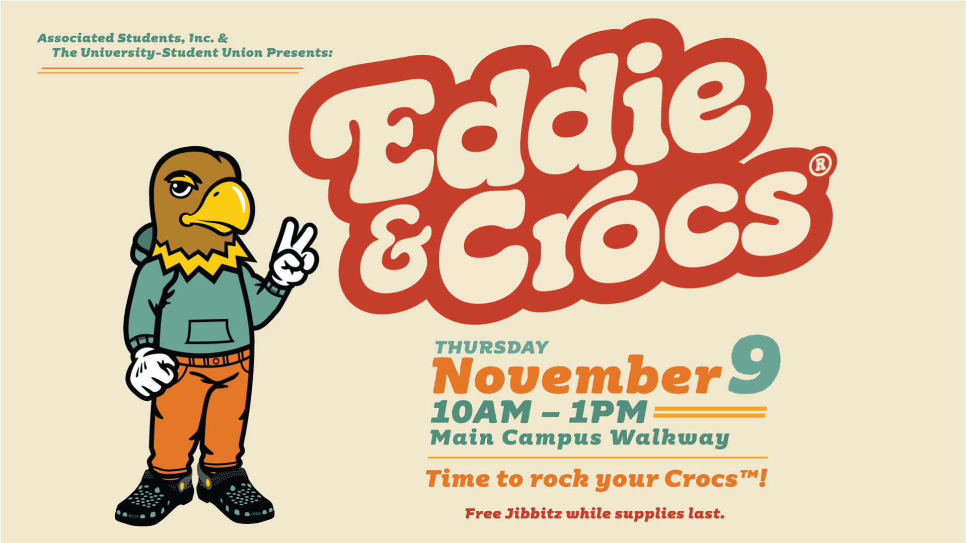 Eddie and Crocs image with eddie the eagle with crocs for november 9 at 10 am