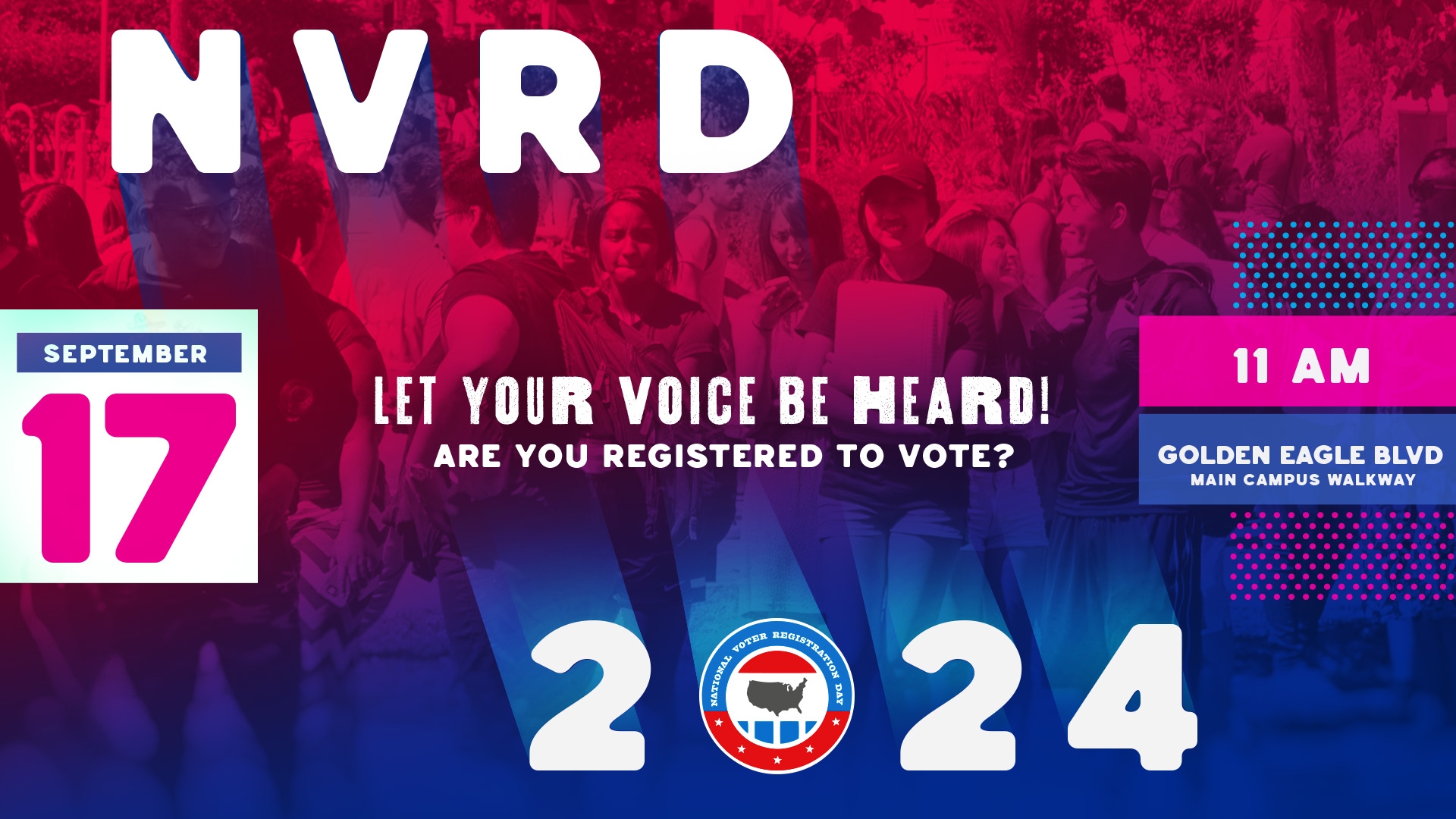 National Voter Registration Slider 2024 image with Let your voice be Heard